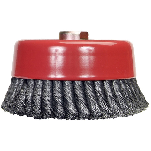 Knotted Wire Cup Brush, 6" Dia. x 5/8"-11 Arbor Fastek