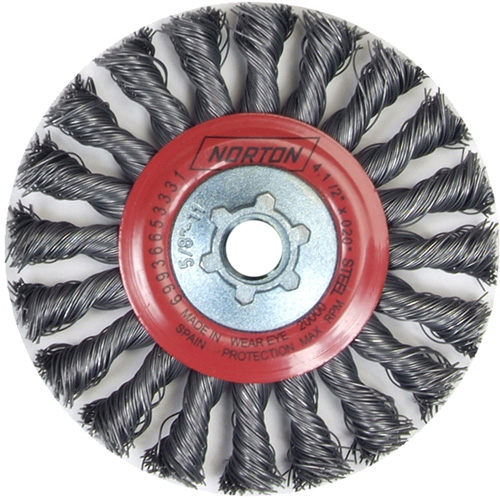 Full Cable Twist Wire Wheel, 4" Dia., 0.02" Fill, 5/8"-11 Arbor, Steel Fastek