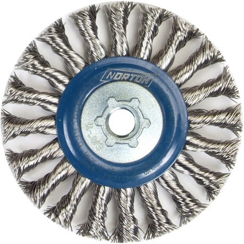 Full Cable Twist Wire Wheel, 4" Dia., 0.02" Fill, 5/8"-11 Arbor, Stainless Steel Fastek
