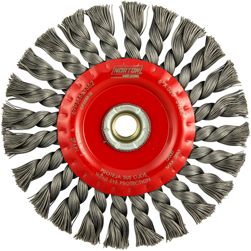 Full Cable Twist Wire Wheel, 6" Dia., 0.023" Fill, 5/8"-11 Arbor, Steel Fastek