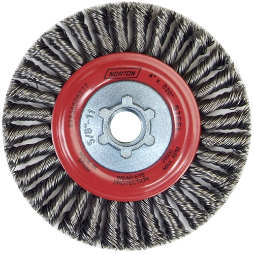 Stringer Bead Knot Wire Brush For Angle Grinders, 4" Dia., 0.02" Fill, 5/8"-11 Arbor, Steel Fastek