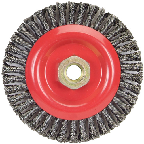 Stringer Bead Knot Wire Brush For Angle Grinders, 5" Dia., 0.02" Fill, 5/8"-11 Arbor, Steel Fastek