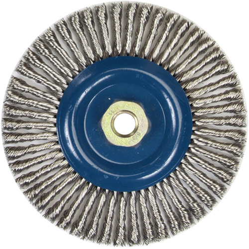 Stringer Bead Knot Wire Brush For Angle Grinders, 6" Dia., 0.02" Fill, 5/8"-11 Arbor, Stainless Steel Fastek