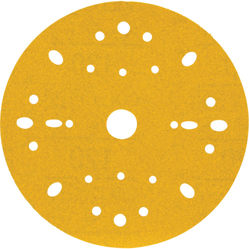 Hookit Gold Abrasive Disc, 6" Dia., 120 Grit, Aluminum Oxide, C-Weight Fastek