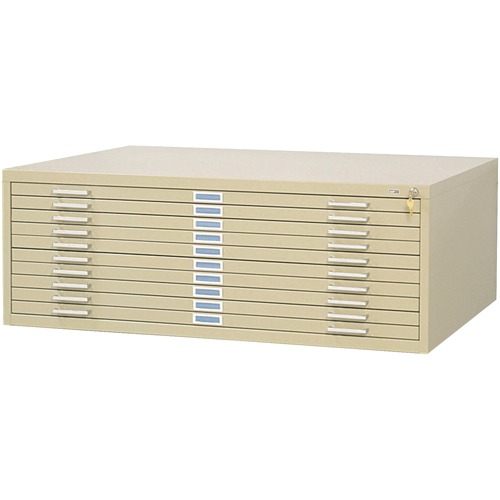 Steel Plan Files, 10 Drawers, 46-3/8" W x 35-3/8" D x 16-1/2" H Fastek