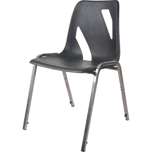 Stacking Chair, Vinyl, 31" High, 275 lbs. Capacity, Black Fastek