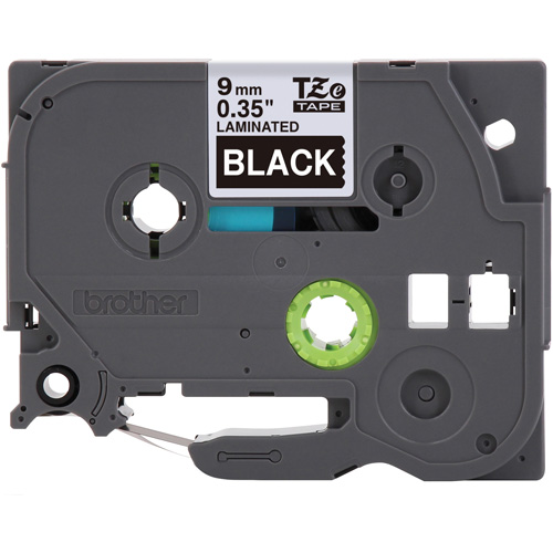 P-touch&reg; Labeling Systems, 9 mm x 314.96" or 8 m, White on Black Fastek