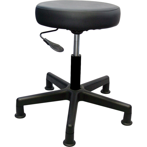 900 Series Task Stool, Stationary, Adjustable, 16" - 22", Vinyl Seat, Black Fastek