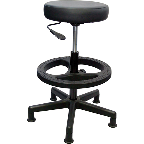 900 Series Task Stool, Stationary, Adjustable, 23" - 33", Fabric Seat, Black Fastek
