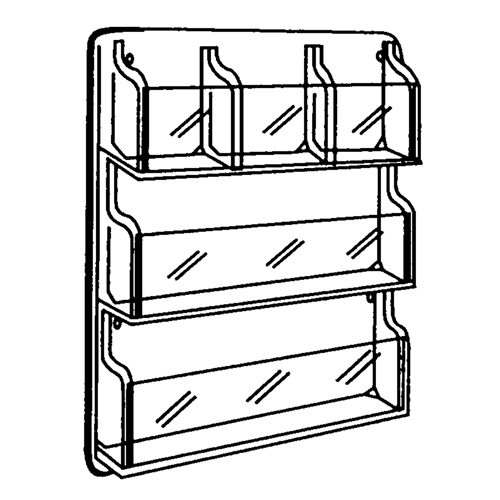 Pr&eacute;sentoirs, Mural, 9 fentes, Plastique, 30" la x 2" p x 36-7/8" h Fastek