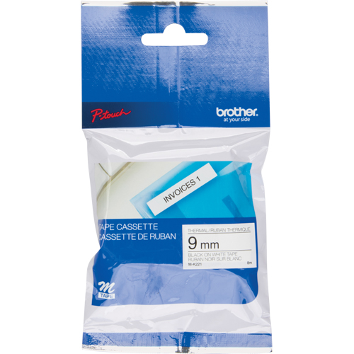 Label Tape, 9 mm x 26-1/4', Black on White Fastek