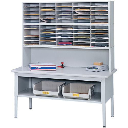 E-z Sort&reg; Mailroom Furniture-sorting Tables With Shelf-base Table With Shelf, 60" W x 28" D x 36" H, Laminate Fastek