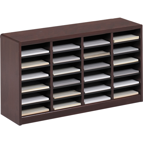 E-Z Stor&reg; Literature Organizer, Stationary, 24 Slots, Wood, 40" W x 11-3/4" D x 23" H Fastek