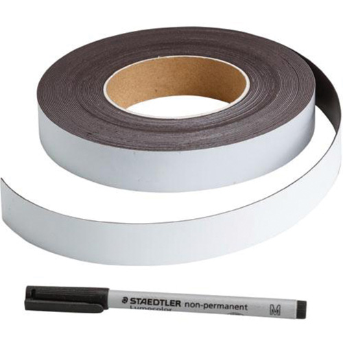 Write-On Magnetic Label, Magnetic, 600" L x 1" W Fastek