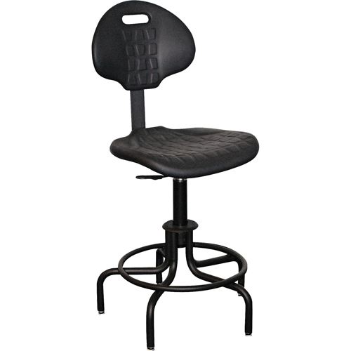 6000 Series Stool with Back, Stationary, Adjustable, 24" - 29", Polyurethane Seat, Black Fastek