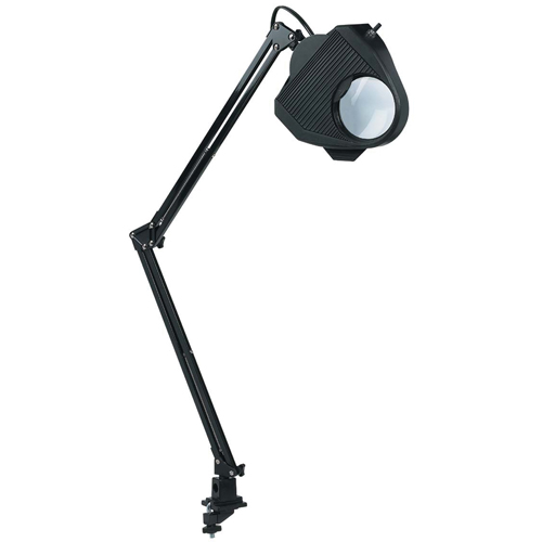 Magnifying Task Light, 60 W, Fluorescent/Incandescent/LED, Clamp, 40" Neck, Black Fastek