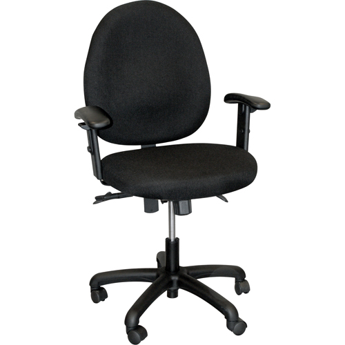 900 Series Mid-Back Ergonomic Steno Chair, Drafting, Adjustable, 22", Fabric Seat, Black Fastek