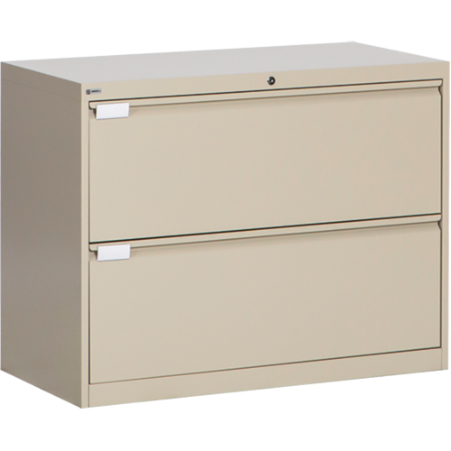 Lateral Filing Cabinet, Steel, 2 Drawers, 36" W x 18" D x 27-7/8" H, Beige Fastek