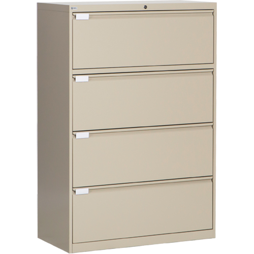 Lateral Filing Cabinet, Steel, 4 Drawers, 36" W x 18" D x 53-3/8" H, Beige Fastek