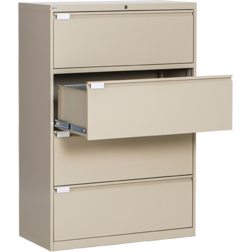 Lateral Filing Cabinet, Steel, 4 Drawers, 36" W x 18" D x 53-3/8" H, Beige Fastek