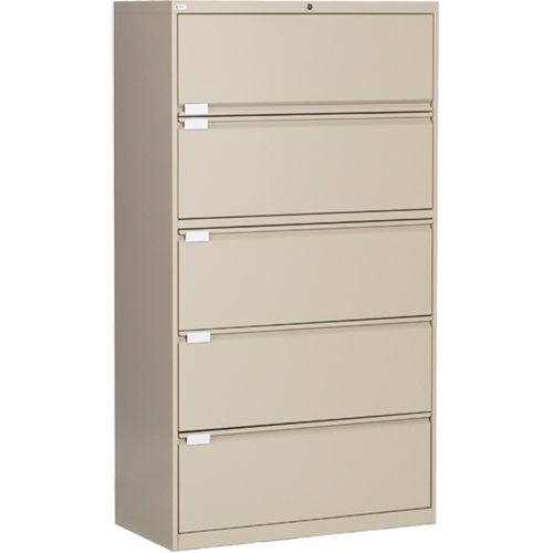 Classeur lat&eacute;ral, Acier, 5 tiroirs, 36" la x 18" p x 65-1/2" h, Beige Fastek