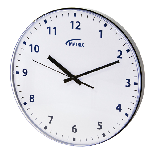 12 H Clock, Analog, Battery Operated, 12-3/4", Black Fastek