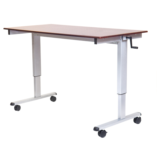 Adjustable Stand-Up Workstations, Stand-Alone Desk, 48-1/2" H x 48" W x 32-1/2" D, Walnut Fastek