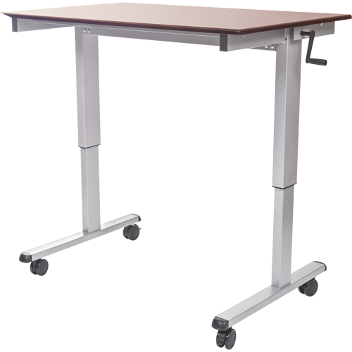 Adjustable Stand-Up Workstations, Stand-Alone Desk, 48-1/2" H x 59" W x 29-1/2" D, Walnut Fastek