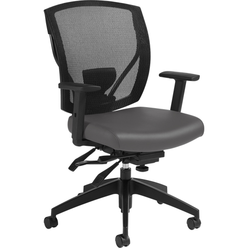 Multi-Tilter Arm Chairs, Vinyl, Charcoal, 300 lbs. Capacity Fastek
