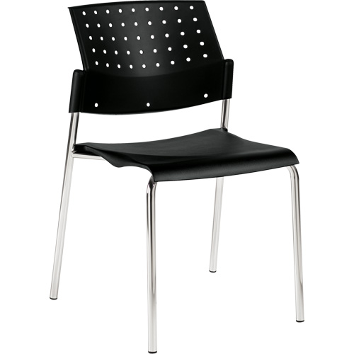 Armless Stacking Chair, Plastic, 33" High, 300 lbs. Capacity, Black Fastek