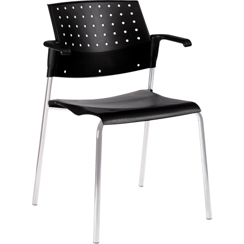 Chaises empilables, Plastique, Hauteur 33", Capacit&eacute; 300 lb, Noir Fastek