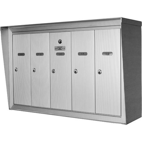 Single Deck Mailboxes, Wall -Mounted, 16" x 5-1/2", 4 Doors, Aluminum Fastek