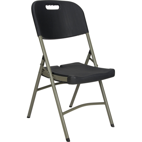 Folding Chair, Polyethylene, Black, 350 lbs. Weight Capacity Fastek