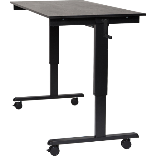 Bureau ajustable pour travail assis et debout, , 48-1/2" h x 59" la x 29-1/2" p, Noir Fastek