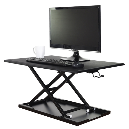 Adjustable Stand-Up Desk, Desktop Unit, 15-3/4" H x 31-1/2" W x 22-1/2" D, Black Fastek