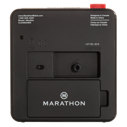 Desk Alarm Clock, Analog, Battery Operated, 3.5" W x 1.5" D x 3.75" H, Black Fastek