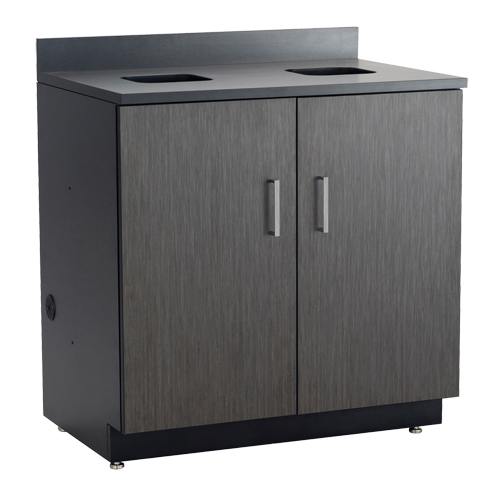 Modular Base Cabinet, Melamine, 39" H x 36" W x 25" D, Asian Night/Black Fastek