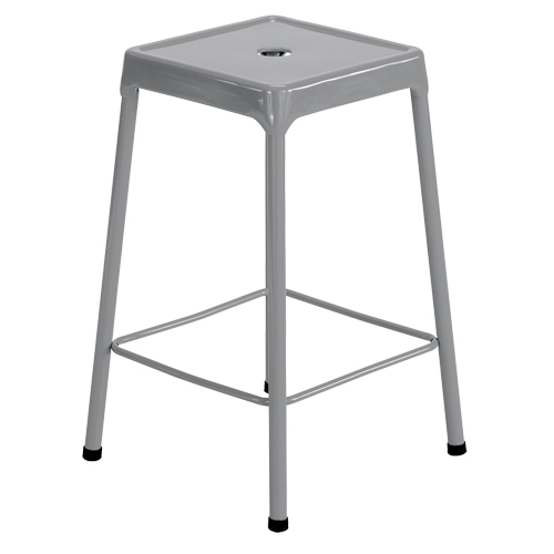 Counter Stool, Stationary, Fixed, 25", Steel Seat, Grey Fastek