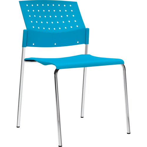 Armless Stacking Chairs, Plastic, 33" High, 300 lbs. Capacity, Blue Fastek
