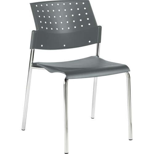 Armless Stacking Chairs, Plastic, 33" High, 300 lbs. Capacity, Grey Fastek