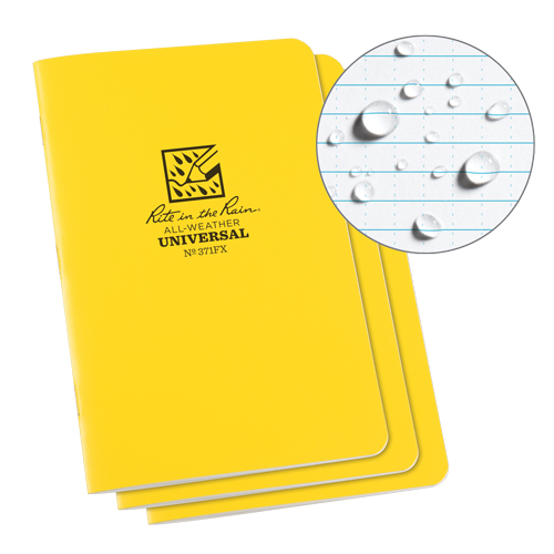 All-Weather Notebook, Soft Cover, Yellow, 48 Pages, 4-5/8" W x 7" L Fastek
