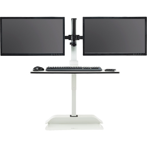 Soar Sit/Stand Electric Desk with Dual Monitor Arm, Desktop Unit, 37-1/4" H x 27-3/4" W x 22" D, White Fastek