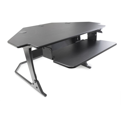 Poste de travail assise/debout pour bureau de coin Goya, Mod&egrave;le de bureau, 20" h x 42" la x 37-4/5" p, Noir Fastek