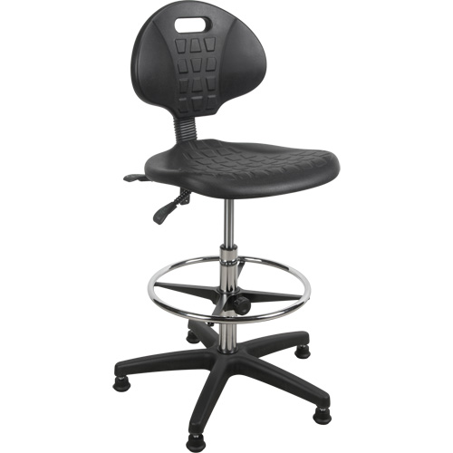 Tabouret robuste et ergonomique, Stationnaire, Ajustable, 39” - 48”, Polyur&eacute;thane Si&egrave;ge, Noir Fastek