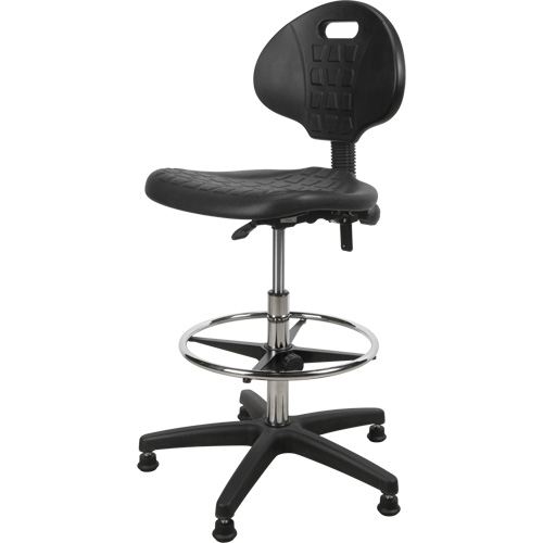 Tabouret robuste et ergonomique, Stationnaire, Ajustable, 39” - 48”, Polyur&eacute;thane Si&egrave;ge, Noir Fastek