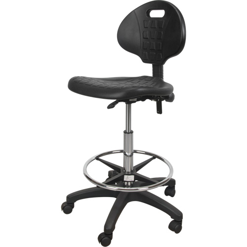 Tabouret robuste et ergonomique, Mobile, Ajustable, 39" - 48", Polyur&eacute;thane Si&egrave;ge, Noir Fastek