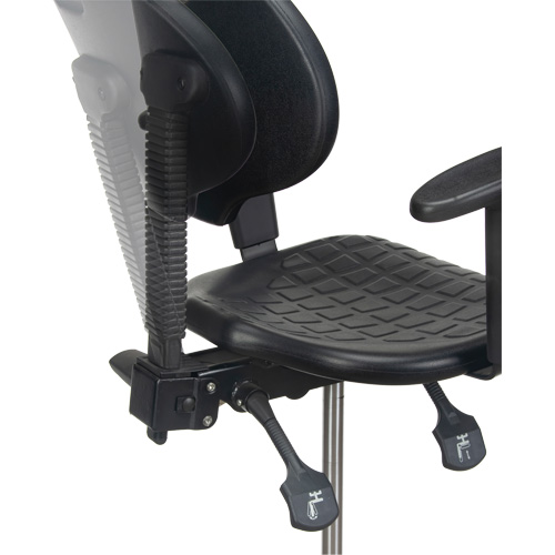 Heavy-Duty Ergonomic Stool with Adjustable Arm Rests, Stationary, Adjustable, 39" - 48", Polyurethane Seat, Black Fastek