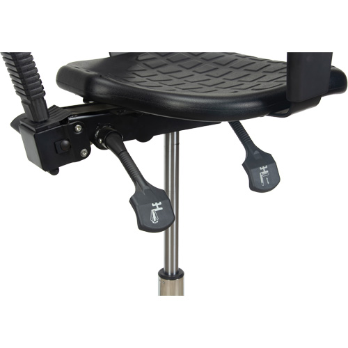 Heavy-Duty Ergonomic Stool with Adjustable Arm Rests, Stationary, Adjustable, 39" - 48", Polyurethane Seat, Black Fastek