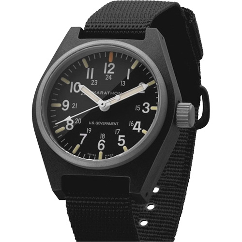 General Purpose Quartz with MaraGlo Watch, Analog, Battery Operated, 0.6" W x 1.3" D x 0.4" H, Black Fastek