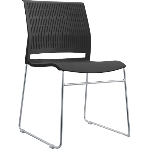 Stacking Chairs, Polypropylene, 32-3/8" High, 250 lbs. Capacity, Black Fastek